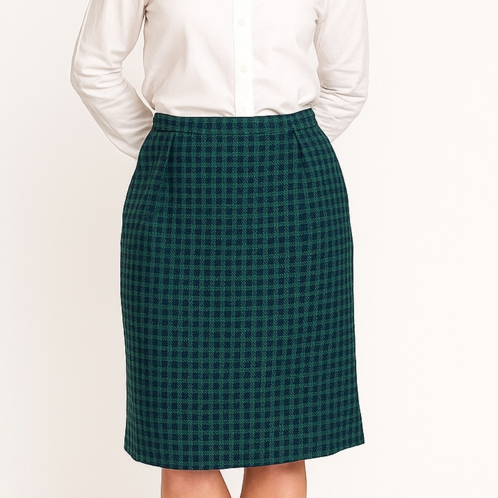 Bleyle 100% Wool Lined Diamond Print 90's Skirt 14P Tweed Old Money Sophisticate